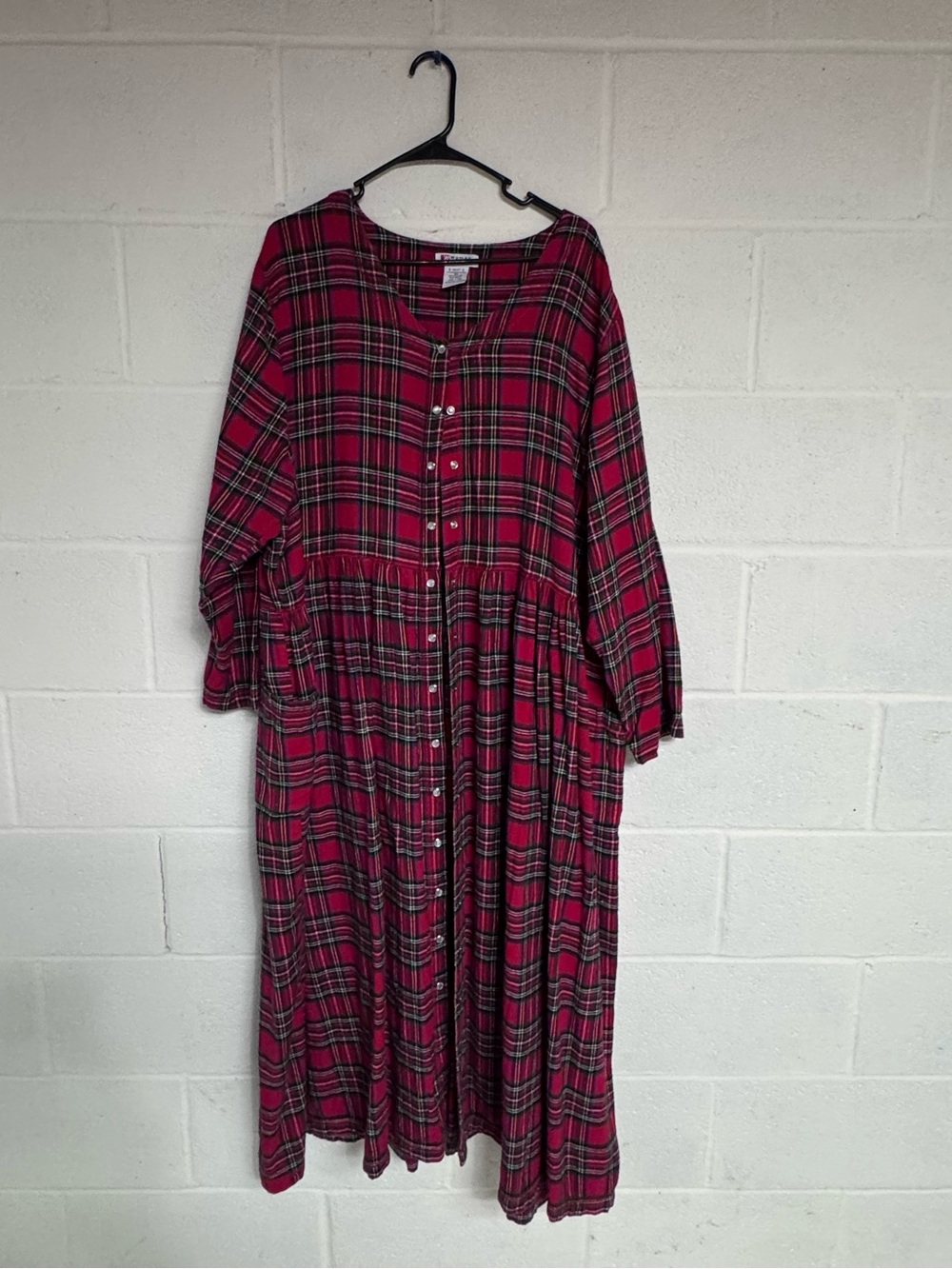 Button-Front Red Plaid Women’s Dress
